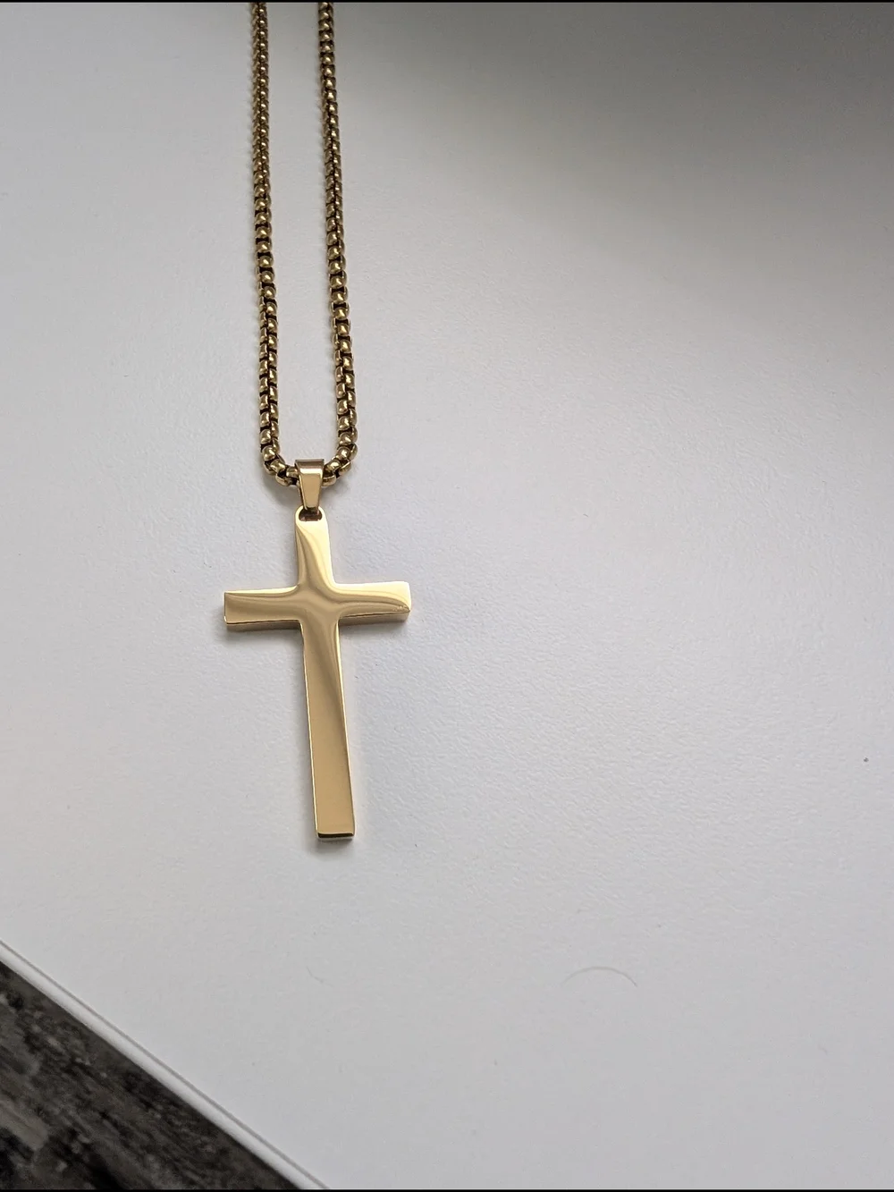 Gold Cross Pendant Necklace for Men - Classic Polished Finish